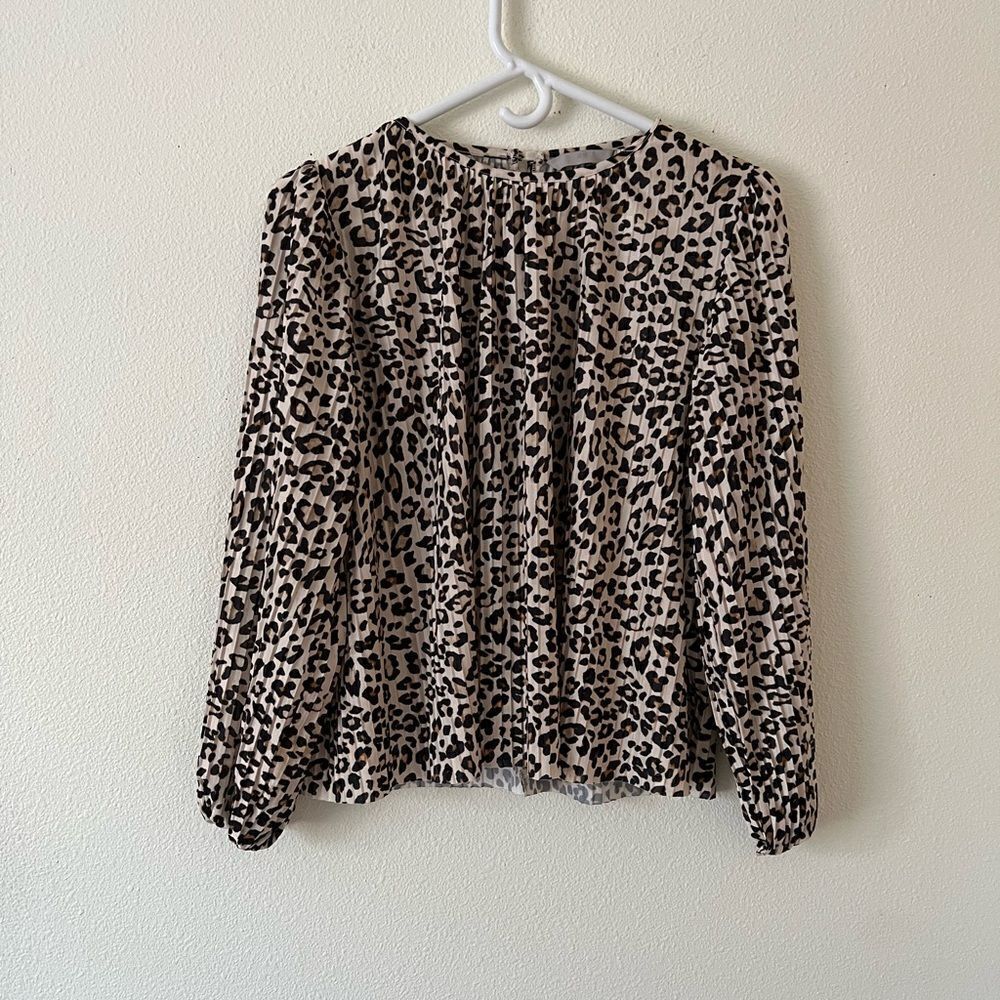 H&M Pleated Leopard Print Women's Blouse XS